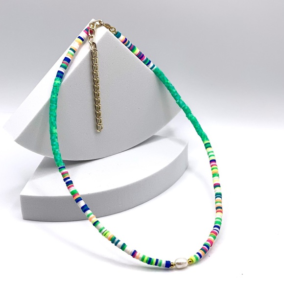 NEW…Heishi Beaded With Freshwater Pearl Necklace - Picture 2 of 12